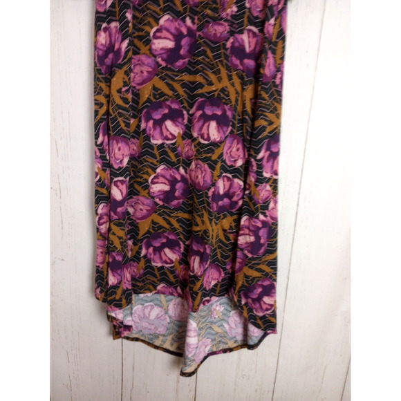 Lularoe Dress Small Carly Swing High Low Black Purple Flowers Casual Comfy - Picture 3 of 7